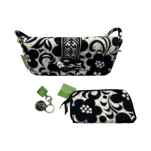 Vera Bradley Black White Floral Knot Just Clutch Day & Night 3pc Purse Set NWT